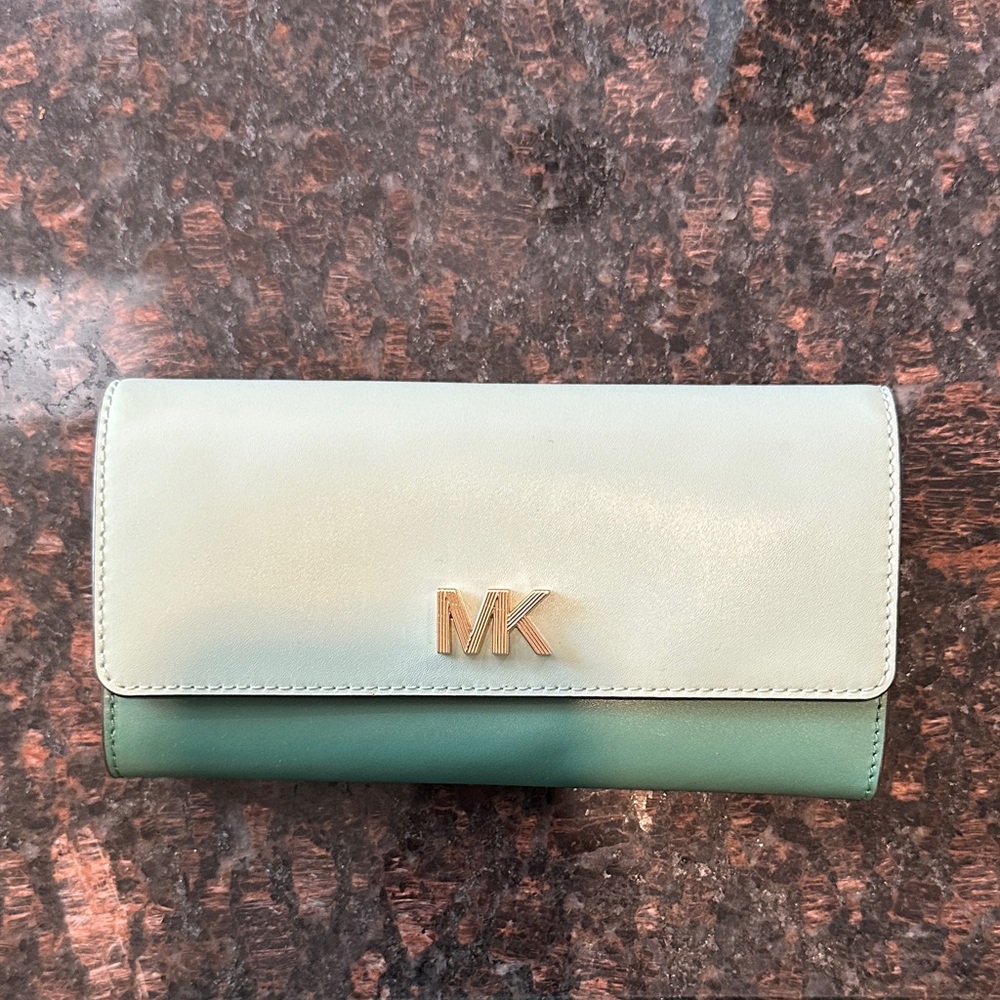 Michael Kors Mint and Teal Leather Wallet